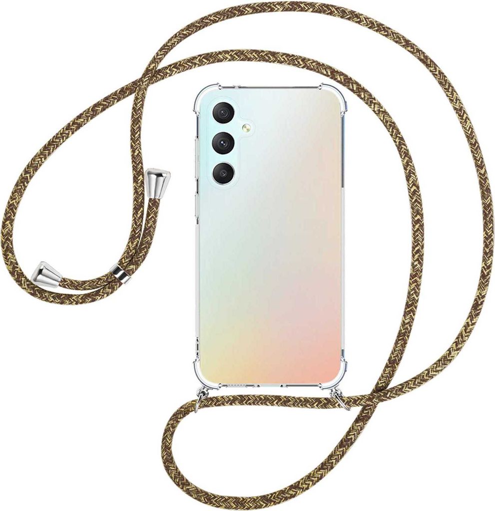 Handykette Backcover-Schutzhülle mit Band (Metall silberfarben) für Samsung Galaxy S23 FE (6.4'') - braun+beige