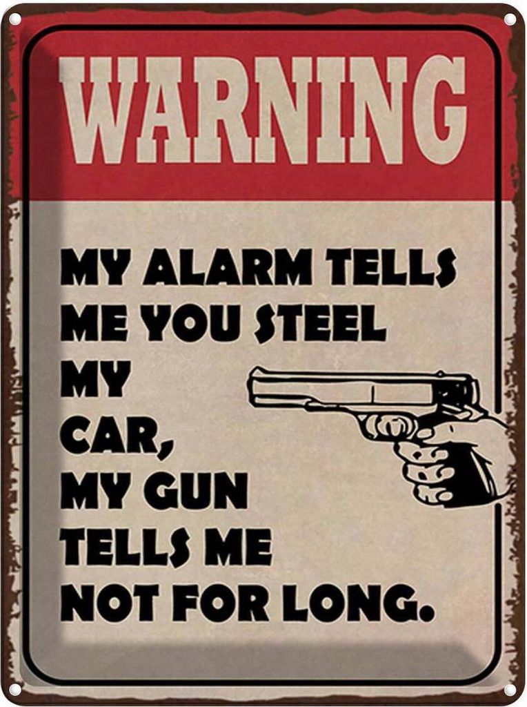vianmo Blechschild 40x30 cm warning my alarm tells my car