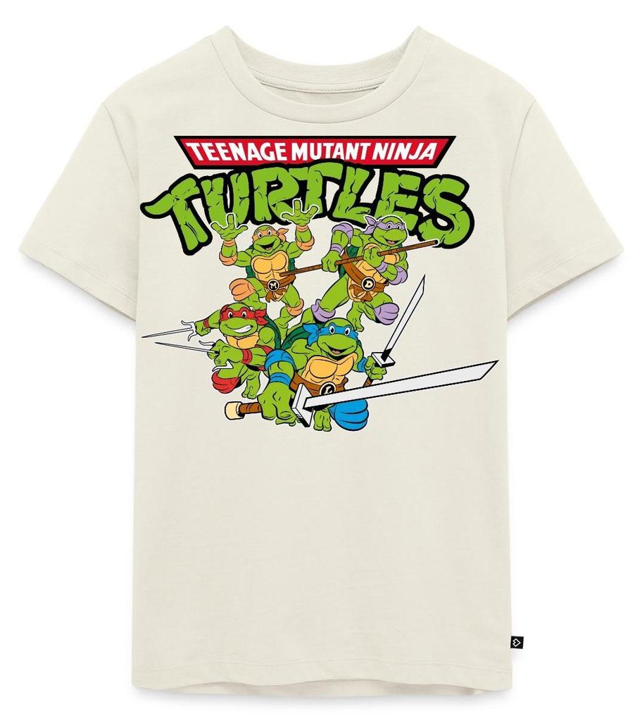 Spreadshirt Teenage Mutant Ninja Turtles Logo Kinder Premium T-Shirt, 98/104 (2 Jahre), Naturweiß