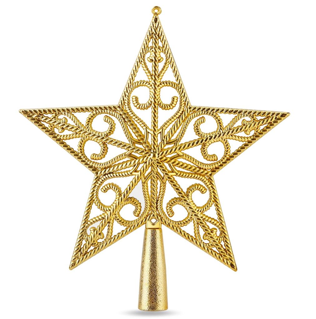 Baumspitze für Weihnachtsbaum Christbaumspitze Aufsatz für Tannenbaum Weihnachtsdekoration (Stern-Ornament-Gold)