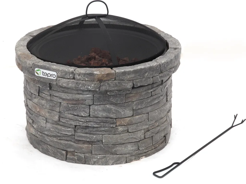 Brasero tepro Gladstone gris et noir 67,5 cm pour jardin et terrasse