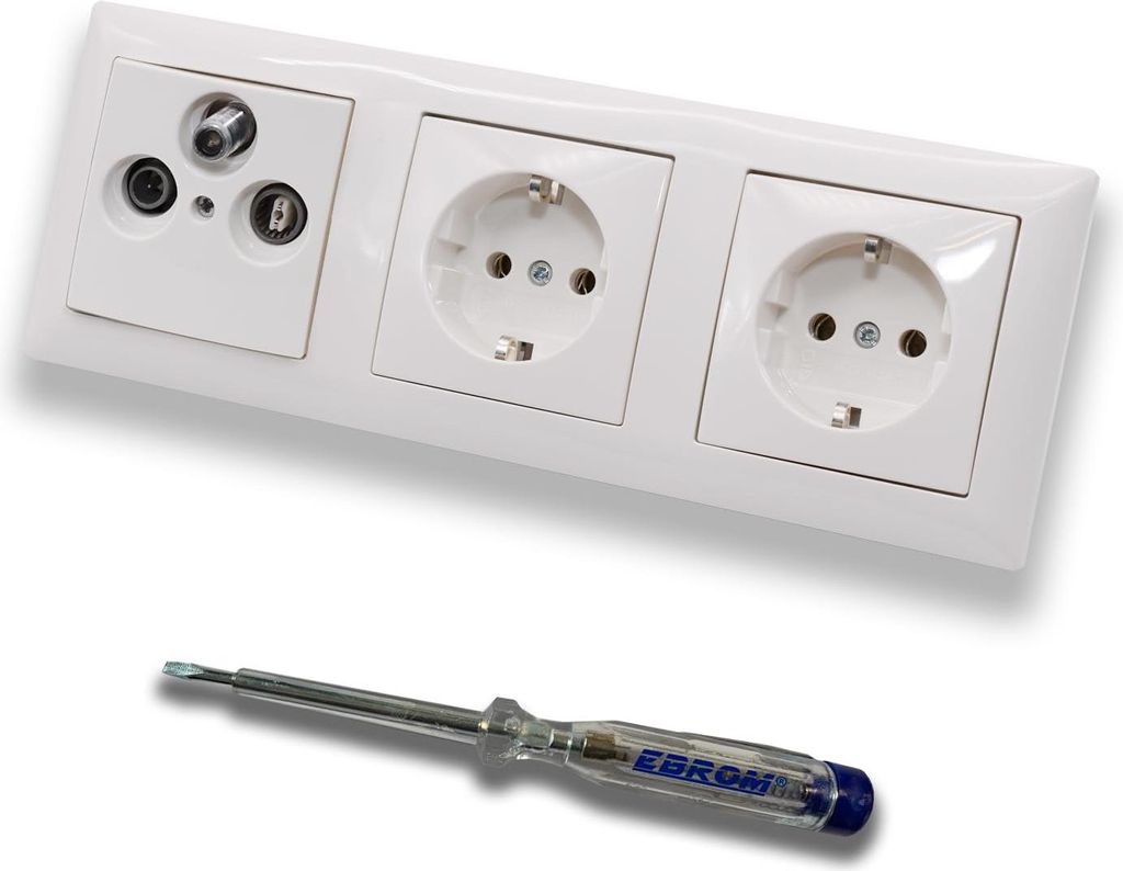 Busch Jäger SET: Unterputz 3Loch Dose 47-2150 MHz, Enddose Stichdose, Radio/TV/SAT-Kompatibilität + BalanceSi alpinweiß 3fach Rahmen + 2x Steckd...