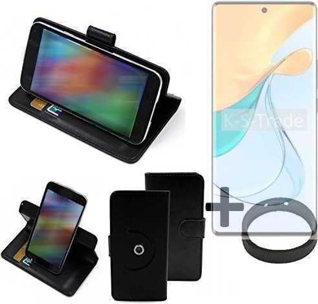 K-S-Trade Case Schutz Hülle kompatibel mit ZTE Blade V50 5G + Bumper Handy Hülle Flipcase Smartphone Cover Handy Schutz Tasche Walletcase schwarz