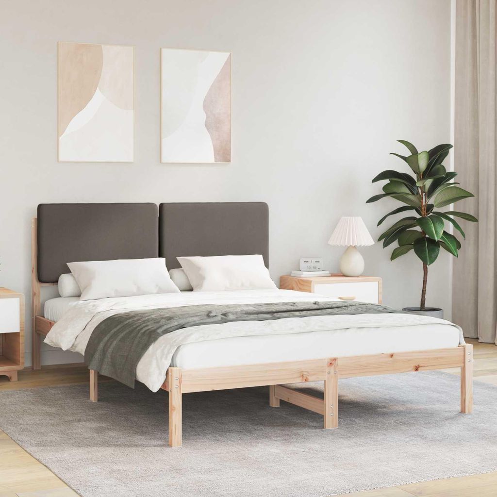 Maison Exclusive - Bettgestell mit gepolstertem Kopfteil Taupe 140 x 200 cm