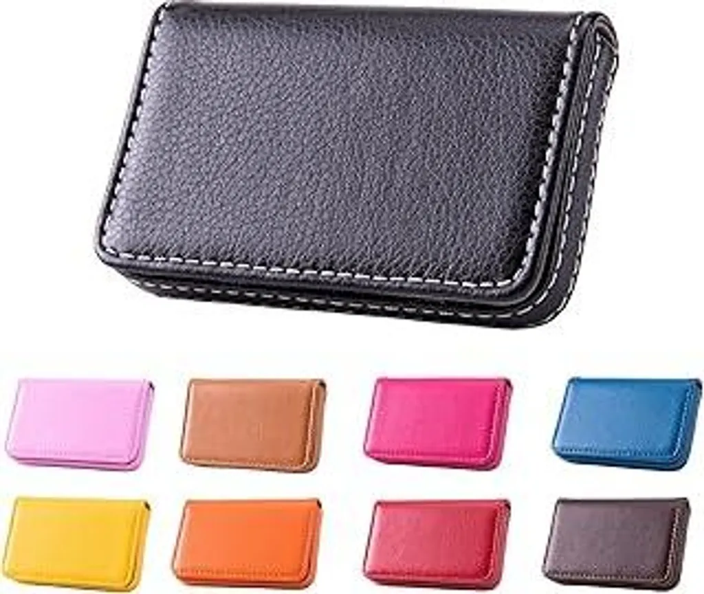 Porta biglietti da visita Waylipun, porta biglietti da visita in Finto cuoio premium, con chiusura magnetica, per conservare con cura i tuoi biglietti, porta biglietti da visita per donna e uomo (nero)