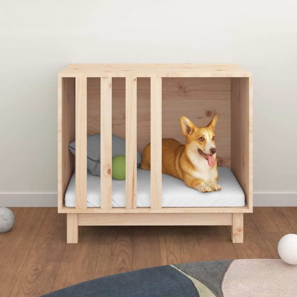 Langlebige Hundehütte 70x50x62cm Massivholz Kiefer - Möbel496892 - Hunde-Transportboxen