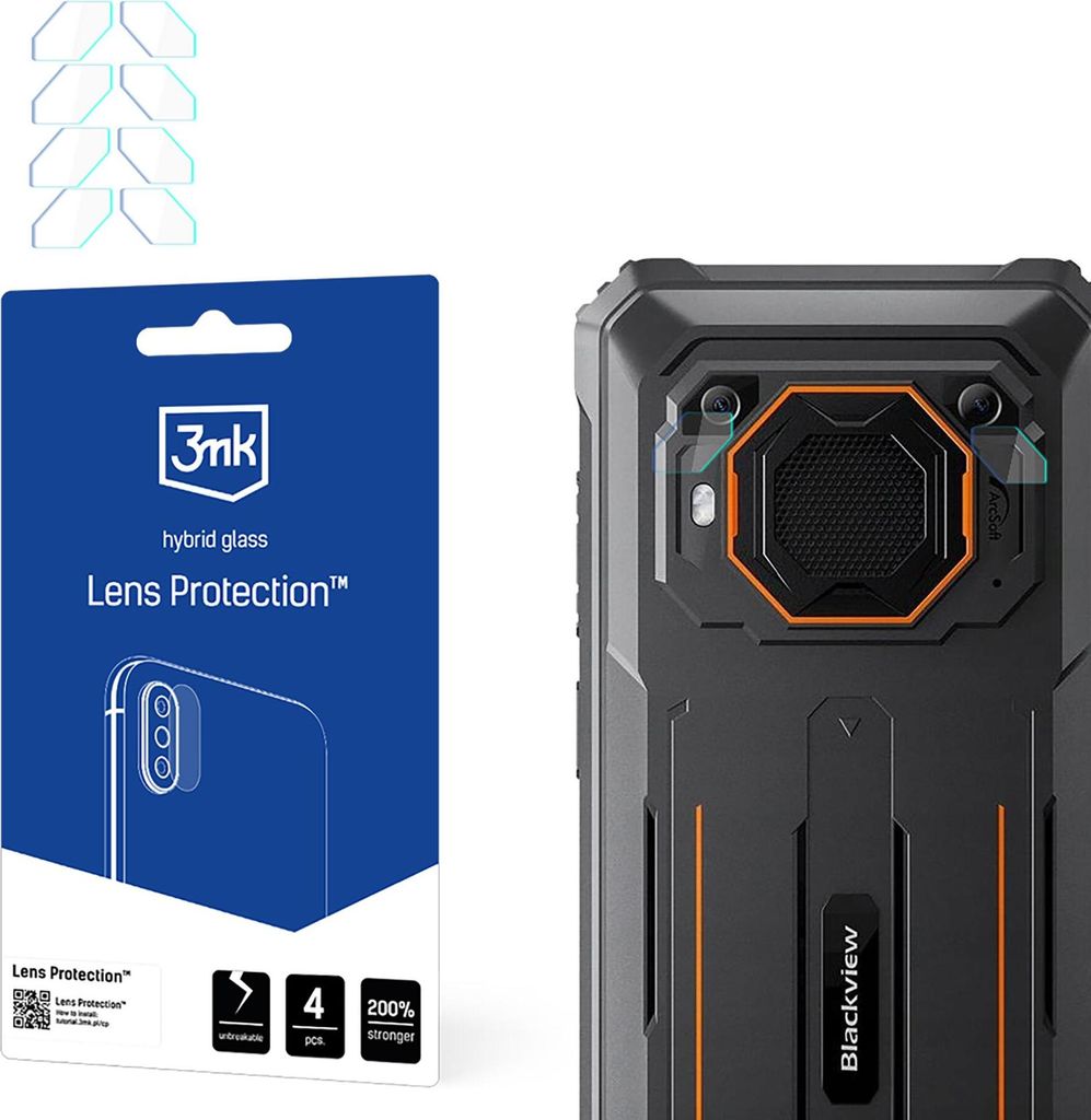 3mk Hybridglas Lens Protection für Blackview BV6200 / BV6200 Pro Kamera Objektiv Kameralinse 0,16mm 6H (4 Stück)