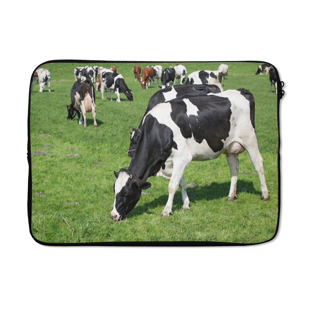 MuchoWow Laptop Hülle 13 Zoll Kuh - Tiere - Gras - Sonne Laptoptasche - Laptophülle - Sleeve - Rundumschutz