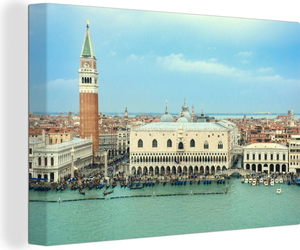 OneMillionCanvasses - Leinwandbilder - 150x100 cm, Schloss - Dogenpalast - Markusplatz - Venedig, Wandbilder Kunstdruck Wanddekoration