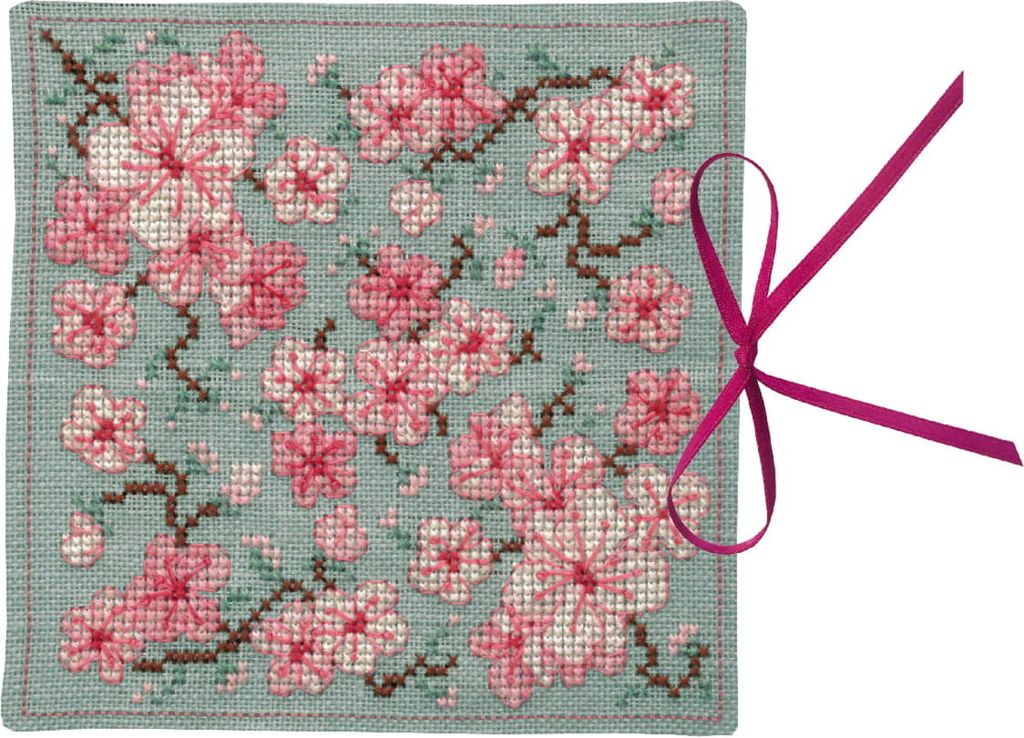 Le Bonheur des Dames Nadeletui Kreuzstich Stickpackung "Sakura", Zählmuster, 11x11cm
