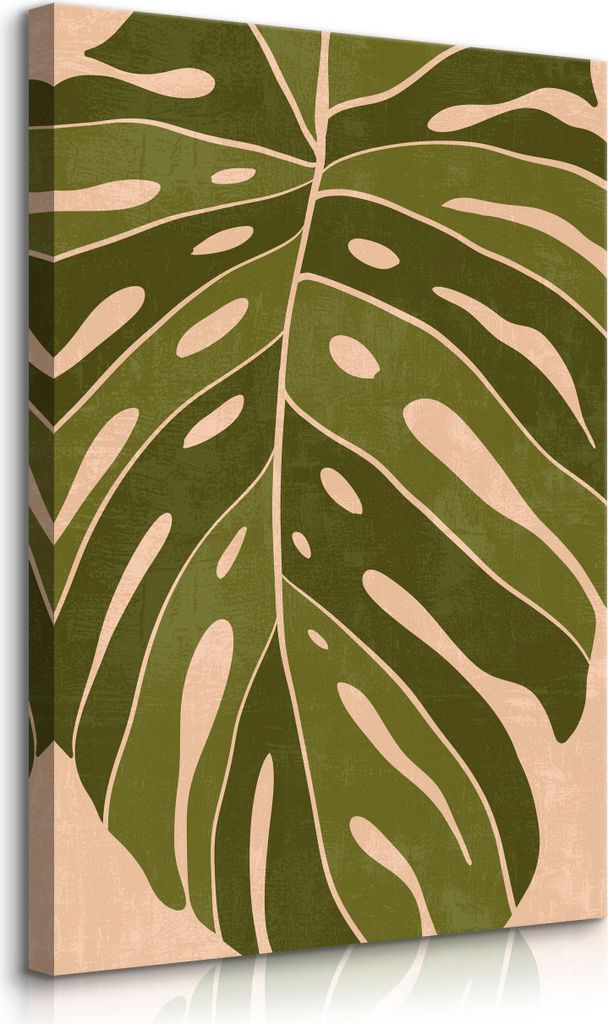 Muralo Leinwandbild Canvas für Wohnzimmer tropisches BLATT Natur Boho Stil Br. 70cm x Hö. 100cm