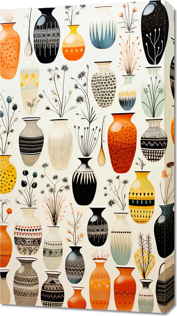 Tableau Symphonie de vases 50x90 cm - Solution pour murs vides et ternes
