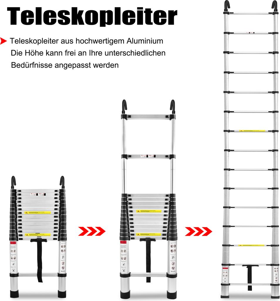 VA-Cerulean 3,8 m hliníkový teleskopický rebrík s 2 Obrázok produktu 4