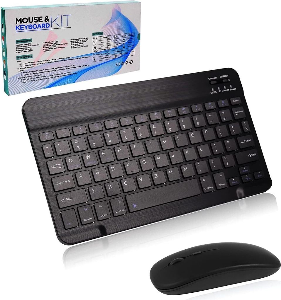 Tastatur Kabellos, Maus Tastatur Sets,Funktastatur Mit Maus Mini Tastatur Ultra-Dünn Wireless Tastatur Maus Set für iPad,Mac, PC, Laptop, Tablet