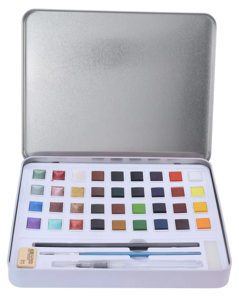Coffret de peinture aquarelle 36 couleurs métallisées effet brillant