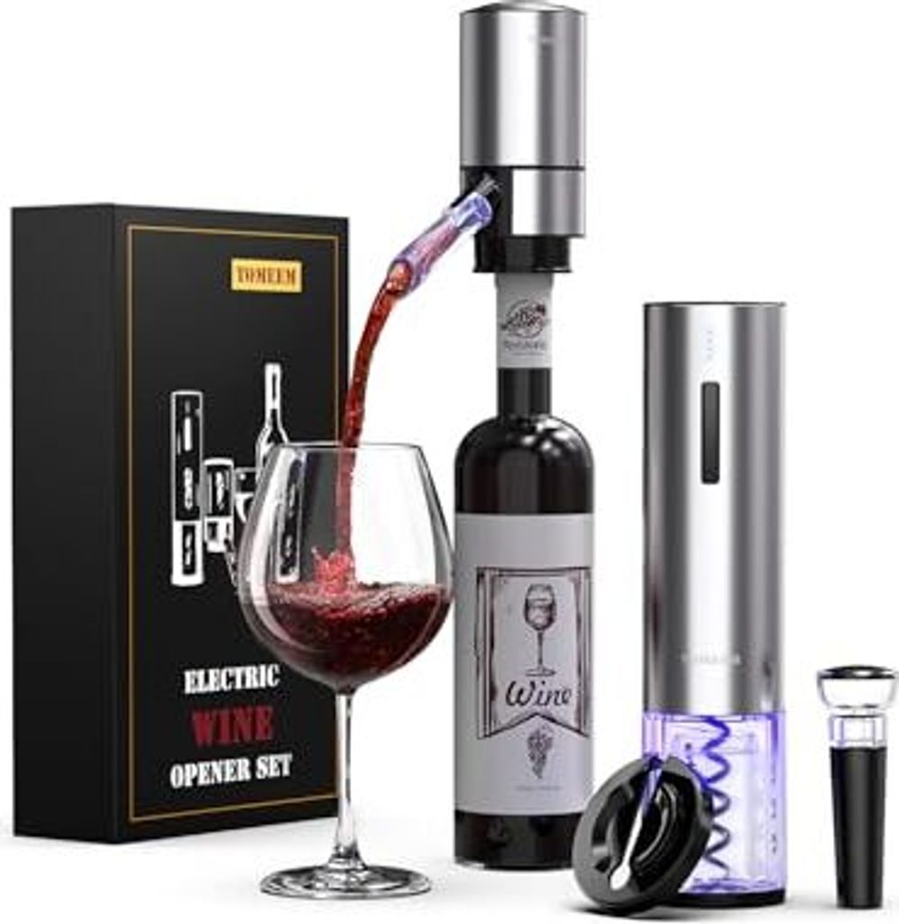Elektrischer Weinöffner Set - Folienschneider, Lerator -Vakuumstopper, Set, Korkenzieher Silber Home Bar Outdoor -Partys