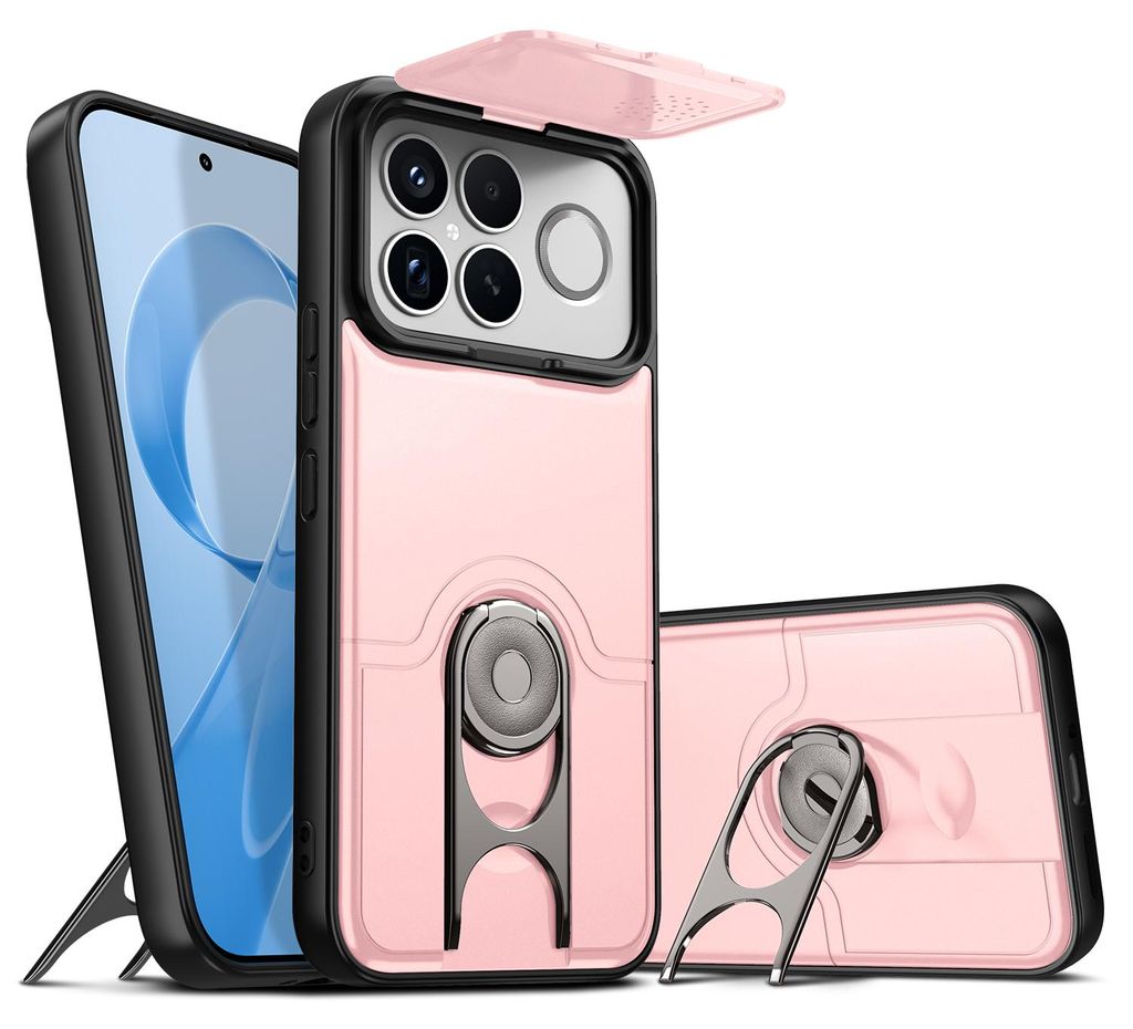 Handyhülle für Xiaomi Poco F8 Ultra / Redmi K90 Pro Max mit Dia Kameraschutz und Ringhalter Ständer, Stoßfeste Hybrid Schutzhülle Pink