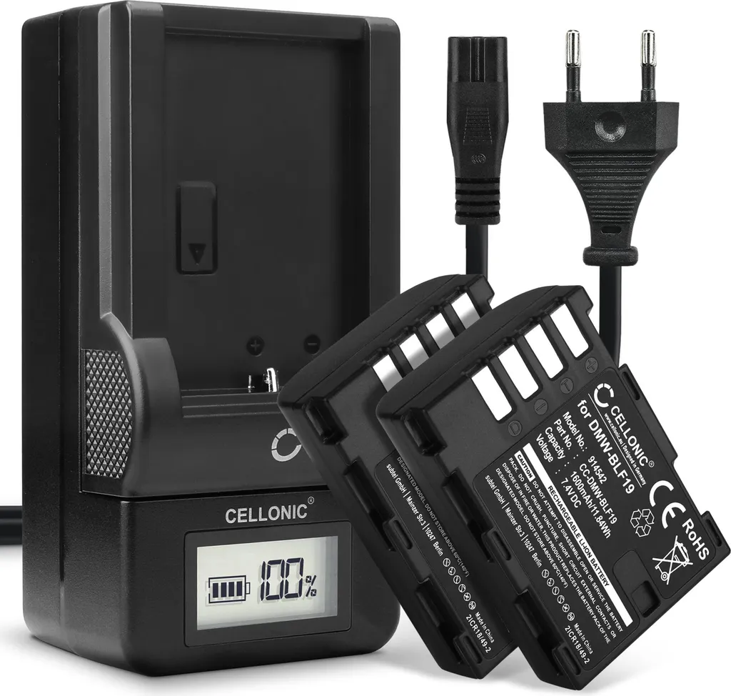Batterie Lumix GH4 GH3 CELLONIC DMW-BLF19 (Set da 2) con Caricatore