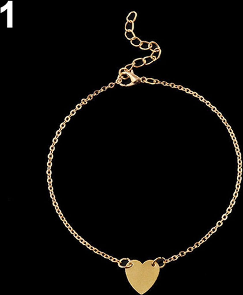 Mode Frauen Liebe Herz Knöchel Kette Fußkettchen Armband Strand Sandale Fuß Schmuck-Gold