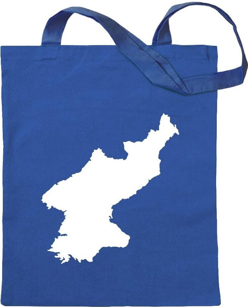 Kiwistar - Baumwolltasche - royalblau - Korea, Nord Umriss Kontur - Tragetasche Stoffbeutel Umhängetasche langer Henkel