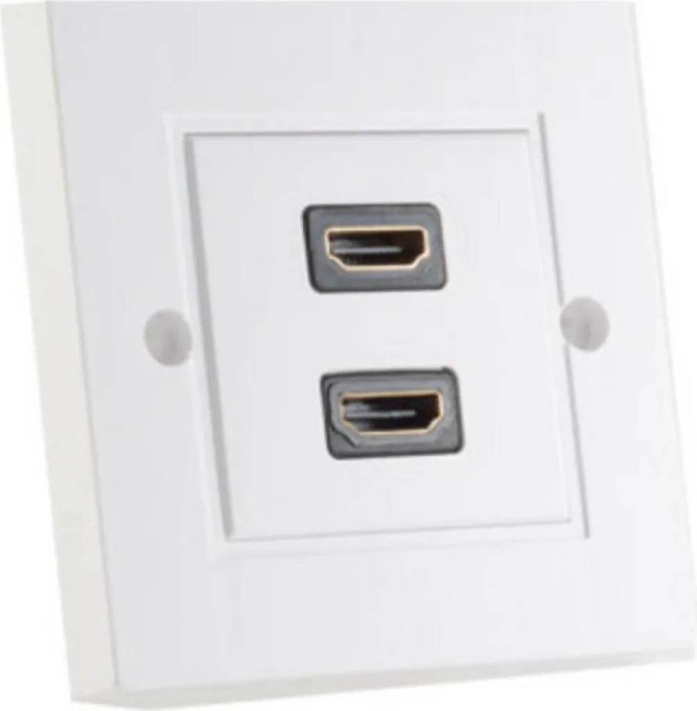 Prise Double HDMI 2 Ports S-Conn 79500-2 Finition Blanche Certifiée Pro