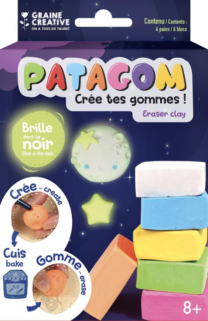 Patagom Radiergummi Knetset Glow in the Dark 6x25 gr Kreatives Spielzeug