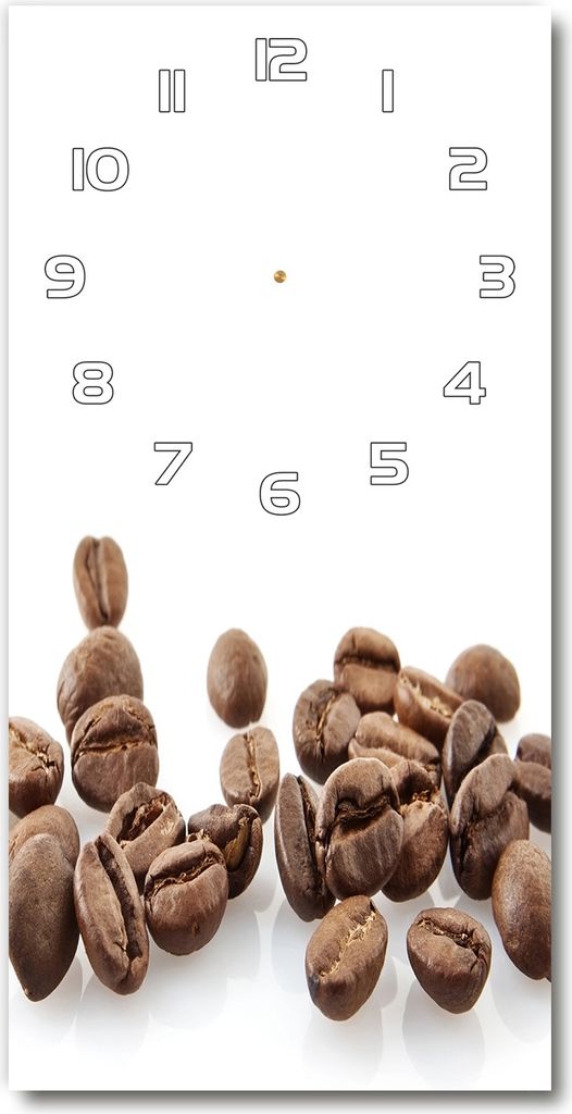Wanduhr aus Glas – 30x60 cm - Glasbild - Glasuhr - Gehärtetes Glas -Körner Kaffee