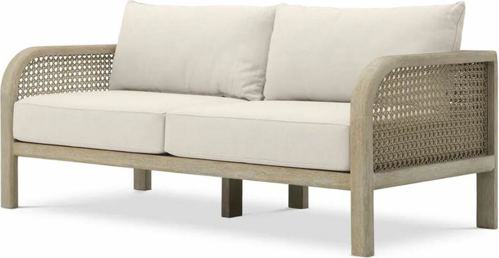 Casa Padrino Luxus Teakholz Garten Sofa Sandfarben / Beige 194 cm - Garten Möbel