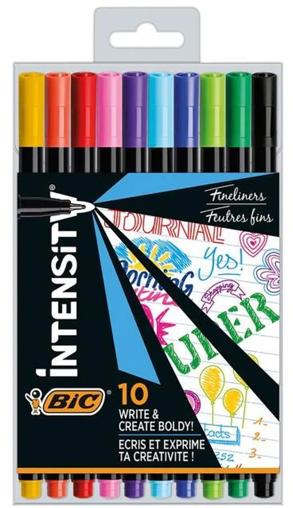 Feutre BIC Intensité f : écriture fine sans bavures - Assortiment de 6