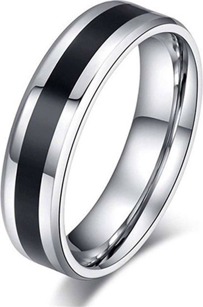 Männer Frauen Schwarz Band Ring Titan Edelstahl Mode Schmuck Liebhaber Geschenk-6mm US 8