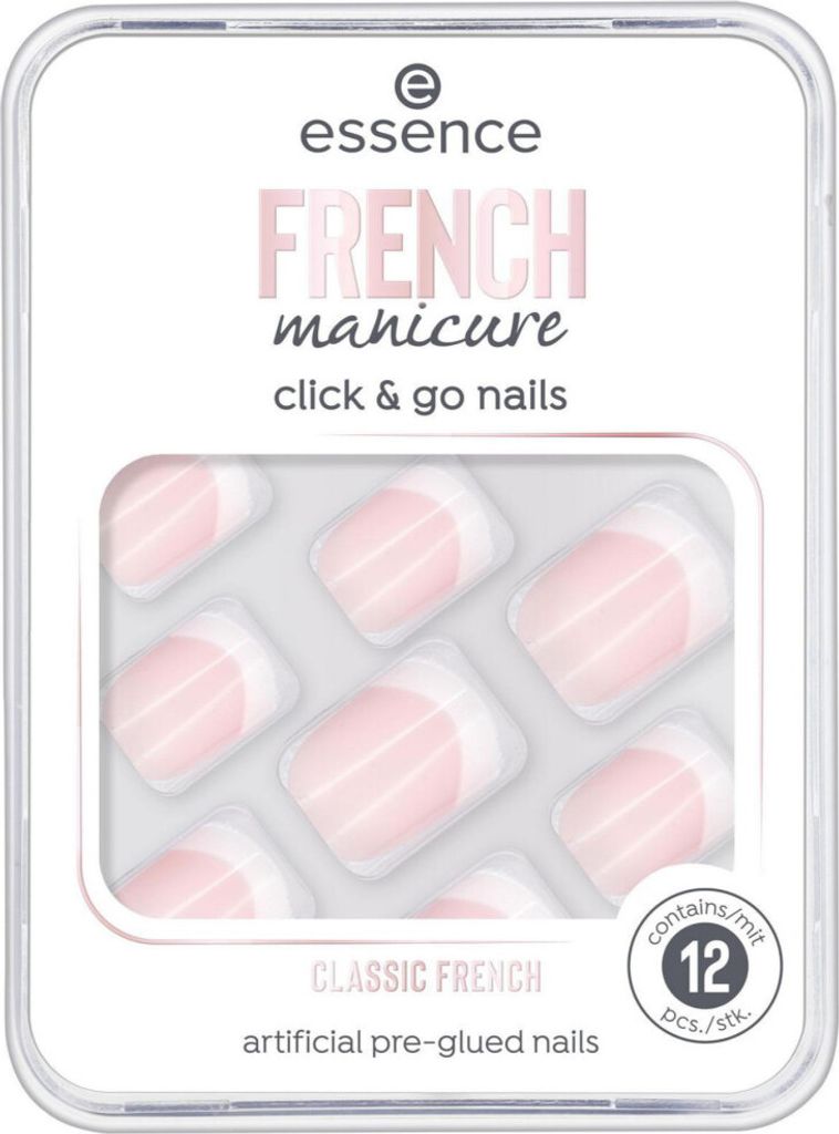 Essence Cosmetics French Maniküre Click y Go Nails Uñas Artificiales 01-Classic French 12 U