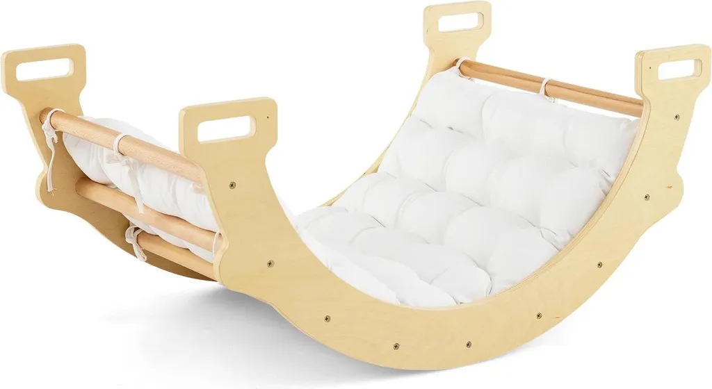Arche de jeu bois contre l'ennui : motricité et confort kaki pour bébé