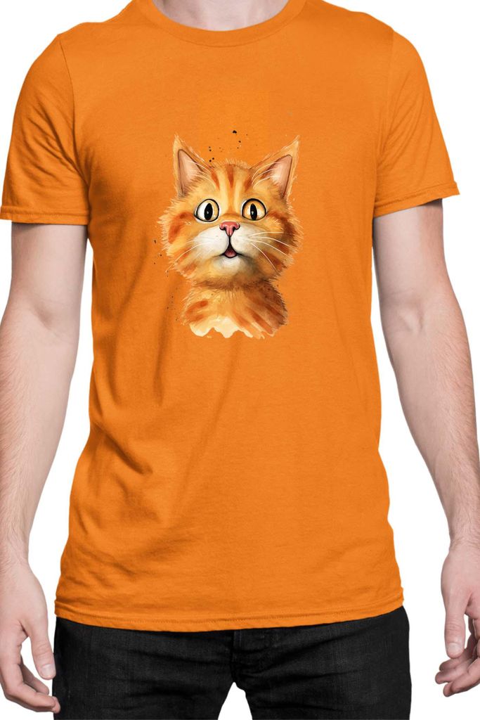 Herren T-Shirt Funny Cats Breeds Bobtail Cat, Man M / Orange