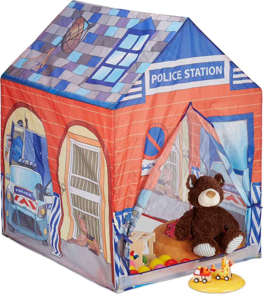 Relaxdays Spielzelt Polizei Station, f. Kinderzimmer, Produktbild 