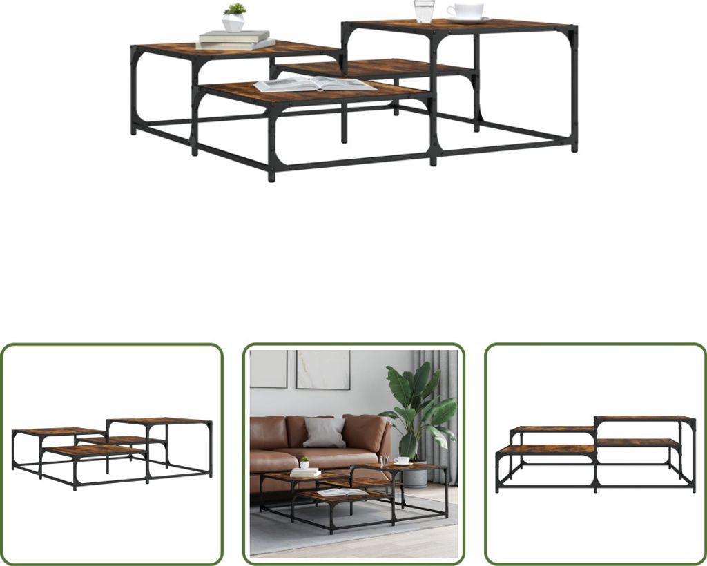 The Living Store Couchtisch Räuchereiche 107x107x40 cm Produktbild 