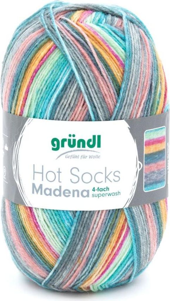 Gründl Hot Socks Madena,4-fach,Sockenwolle,75% Schurwolle/25% Polyamid, 05 soft-ice mix
