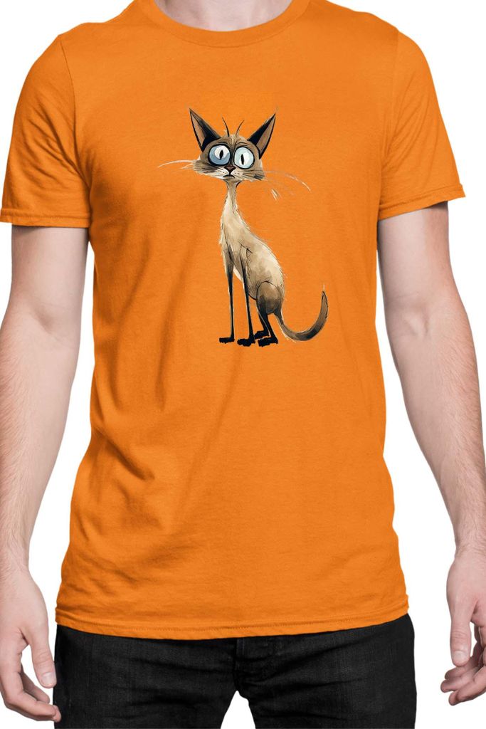 Herren T-Shirt Funny Cats Breeds Balinese Cat 009, Man M / Orange