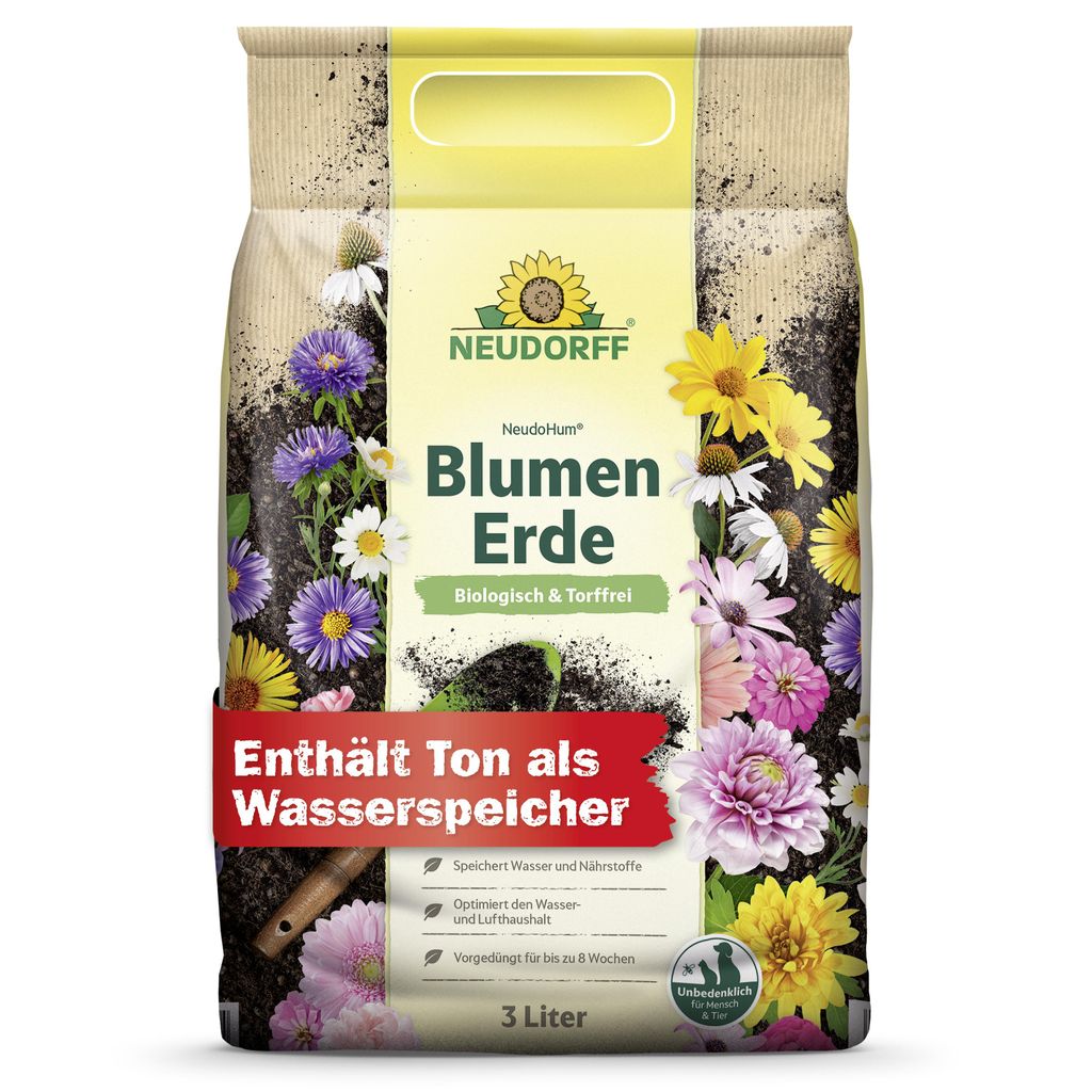 Neudorff NeudoHum BlumenErde 3L - torffreie Erde, für Innen Produktbild 