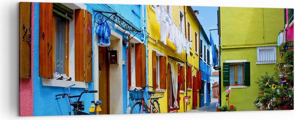 Bild auf Leinwand - Leinwandbild - Sonne Tag Fahrrad Straße - 140x50cm - Wand Bild - Wanddeko - Leinwanddruck - Bilder - Kunstdruck - Wanddekorati...