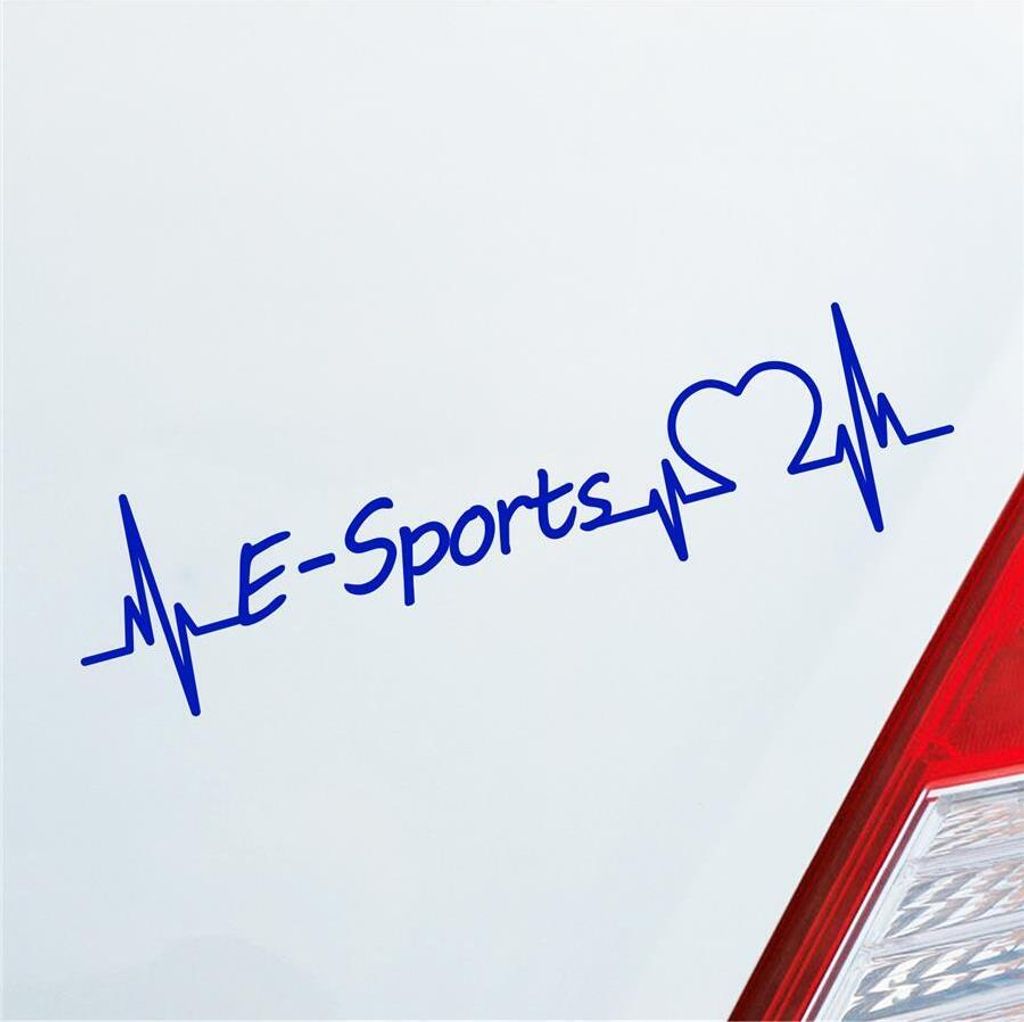 Auto Aufkleber E-Sports Herzschlag Gaming Zocken Playing Sport Liebe 19x5 cm Dunkelblau Sticker Heckscheibenaufkleber