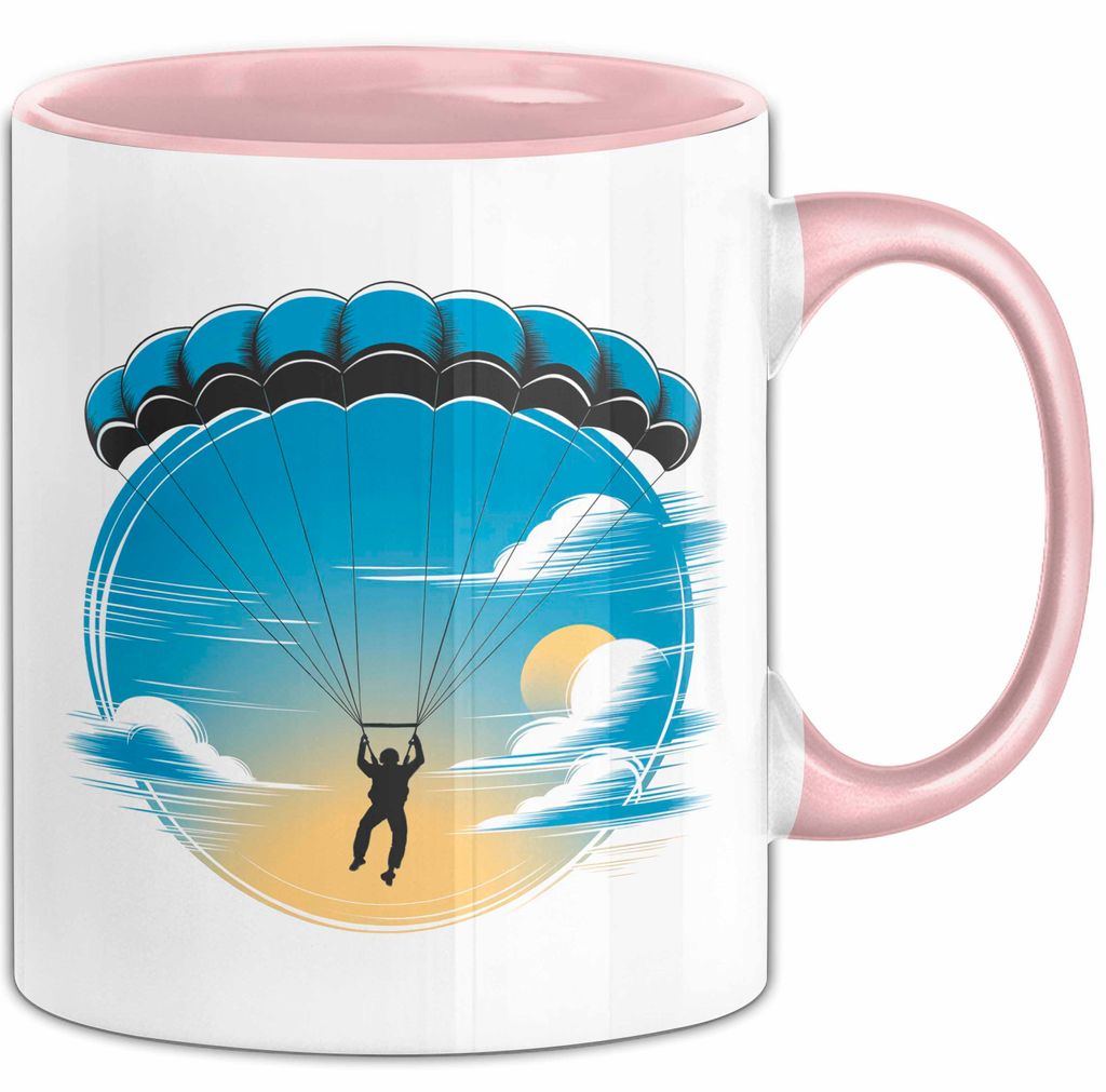 Fallschirmspringer Tasse Geschenkidee Freifall Süchtiger Geschenkidee Lustig (Rosa)