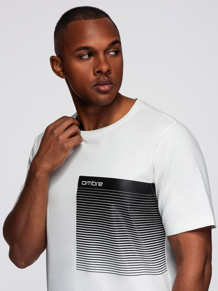 Ombre Clothing Herren-T-Shirt mit Aufdruck Tranmorn weiß S