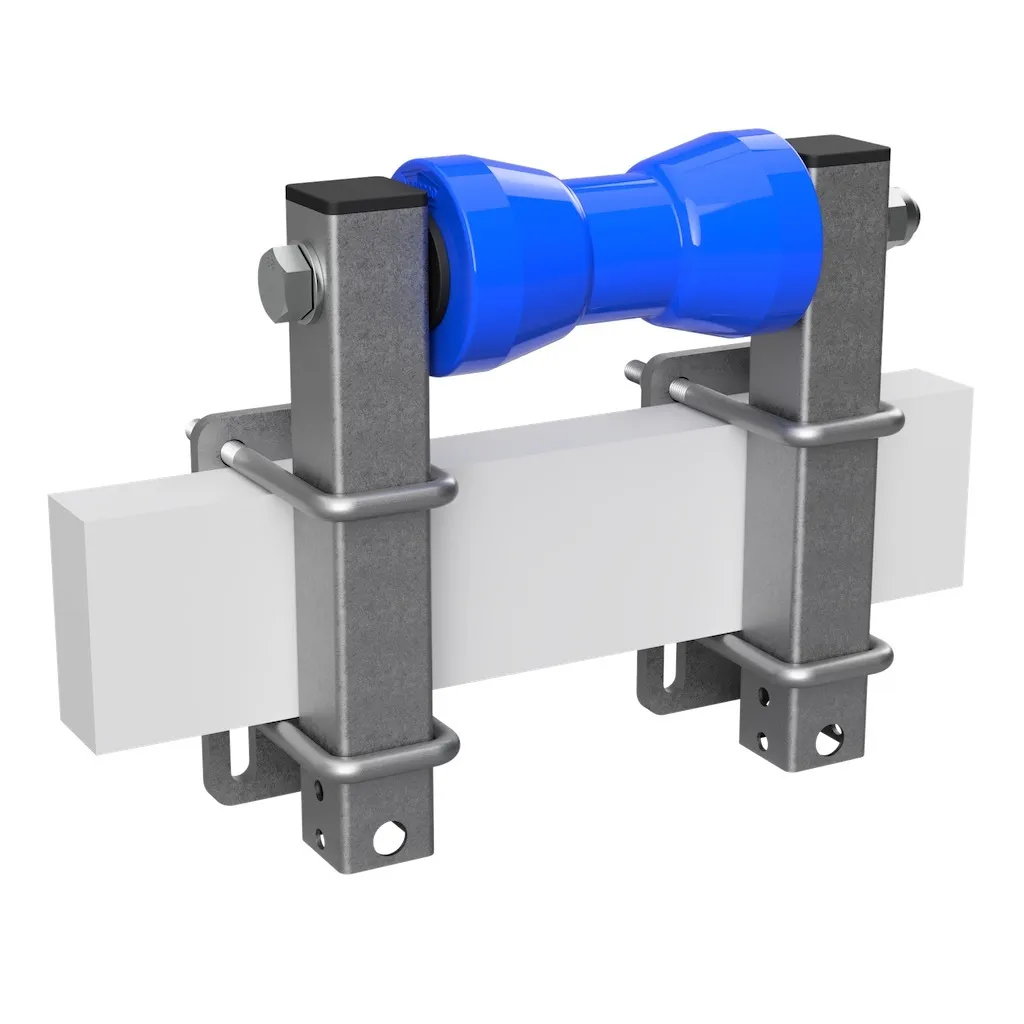 Rullo di chiglia in poliuretano con supporti rotolo rimorchio per barca zincato SUPROD, B=160, L=250 mm, blu