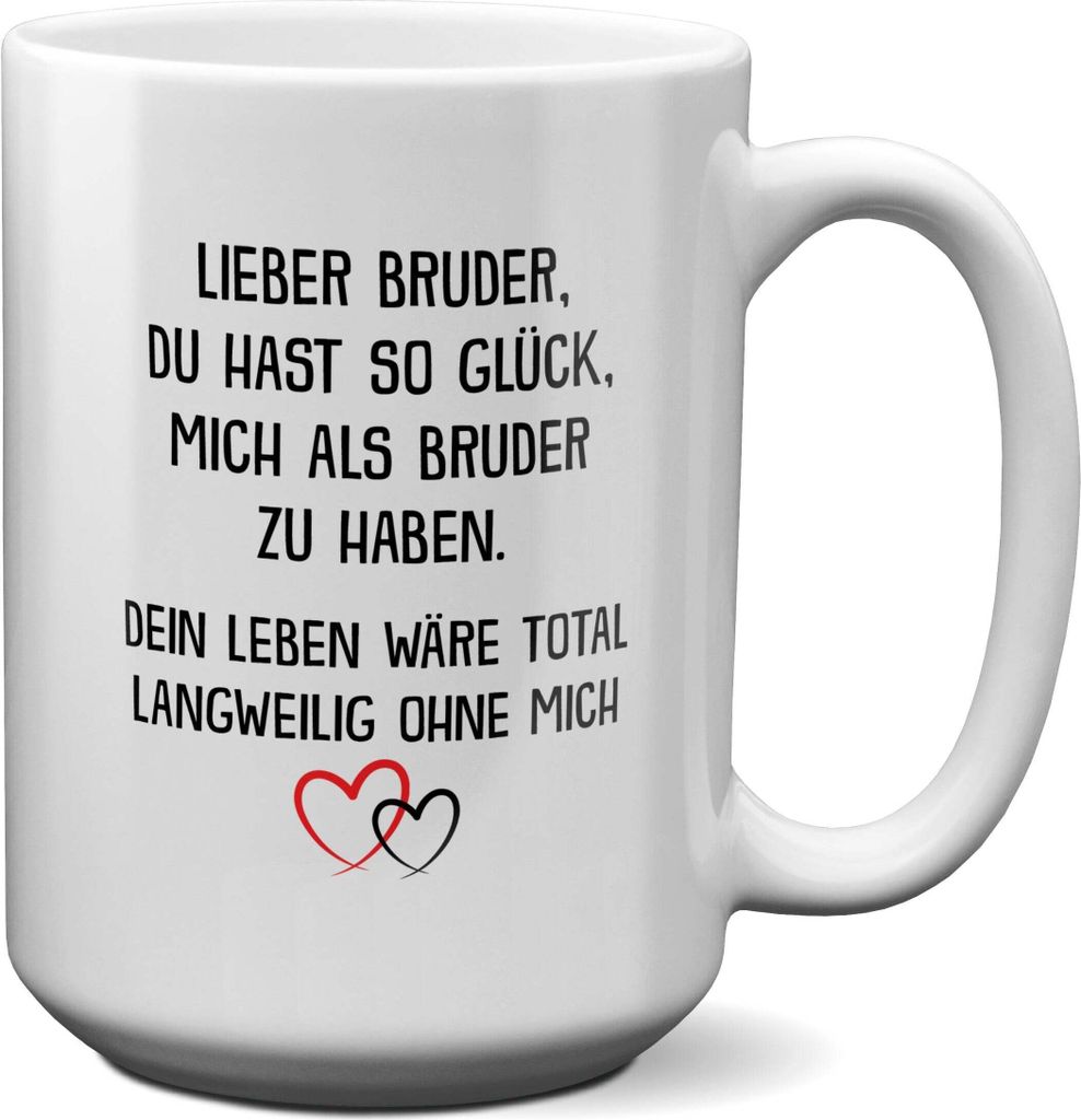 22Feels XL Tasse Bruder Geschenk von Bruder Jungs Geburtstag Weihnachten Geschwister Männer Haferl Teenager Bruderherz Geschenkidee Bürotasse
