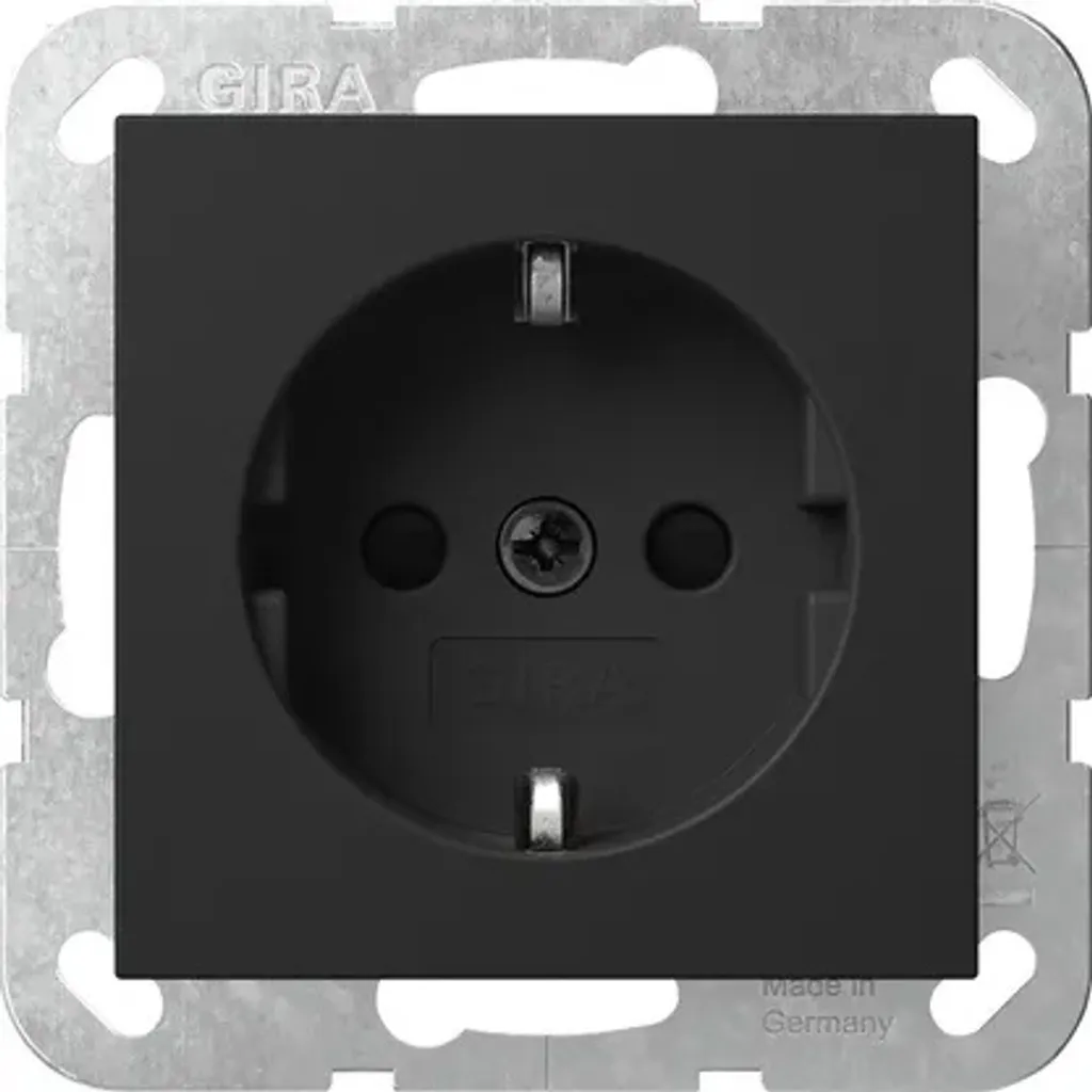 Prise de Courant Noire pour Système 55 Gira 4183005 - Finition Mate Chic