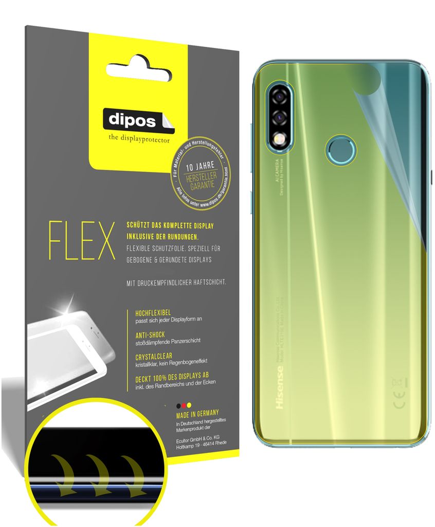 2x Schutzfolie für Hisense Infinity H30 Rückseite Folie, 100% Displayabdeckung, dipos Flex