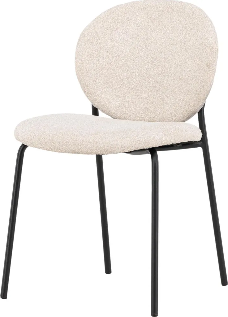 Chaise beige Vault en tissu avec pieds robustes pour salle à manger