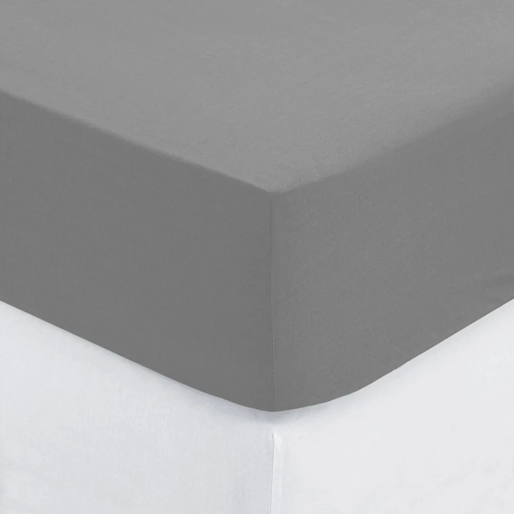 Drap housse 160x200 cm gris en coton respirant pour confort nocturne