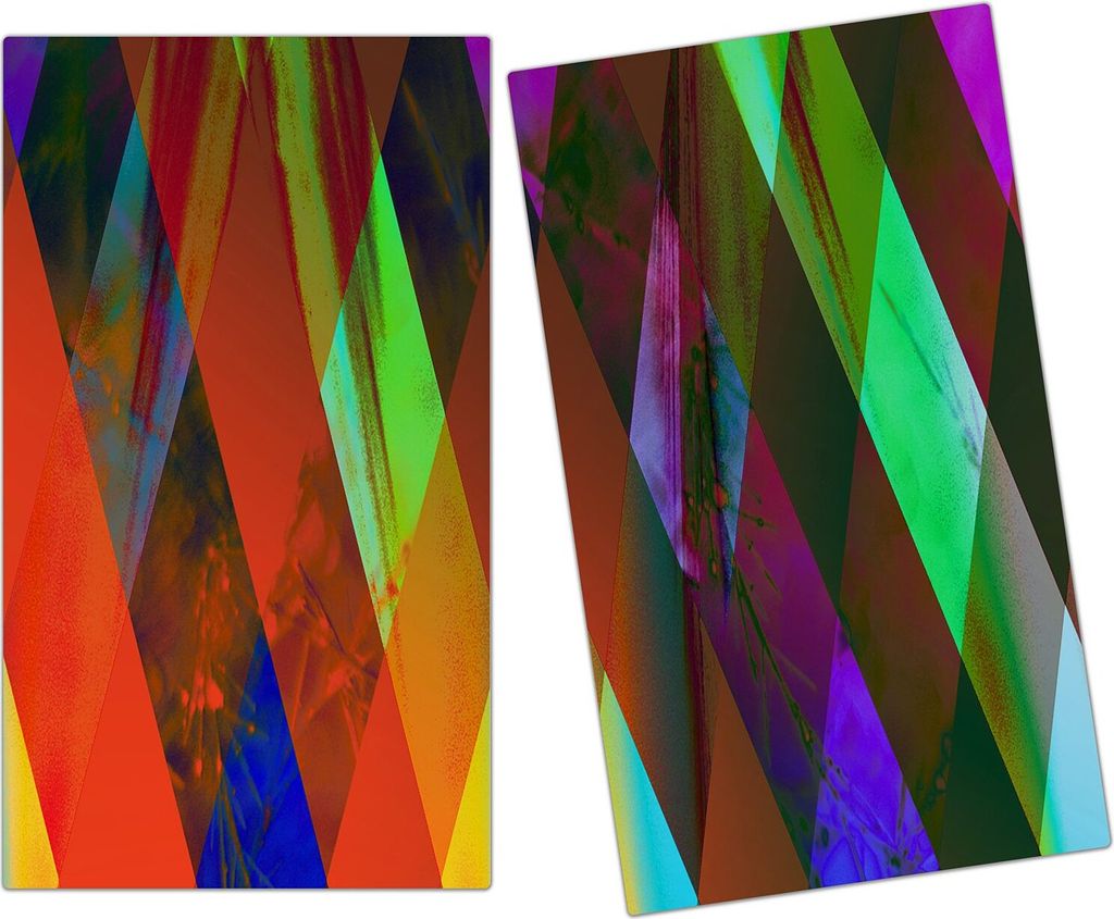 Spritzschutz Herdabdeckplatte Schneidebrett aus Glas Bunte dicke Linien 2-Teilig (60x52cm)