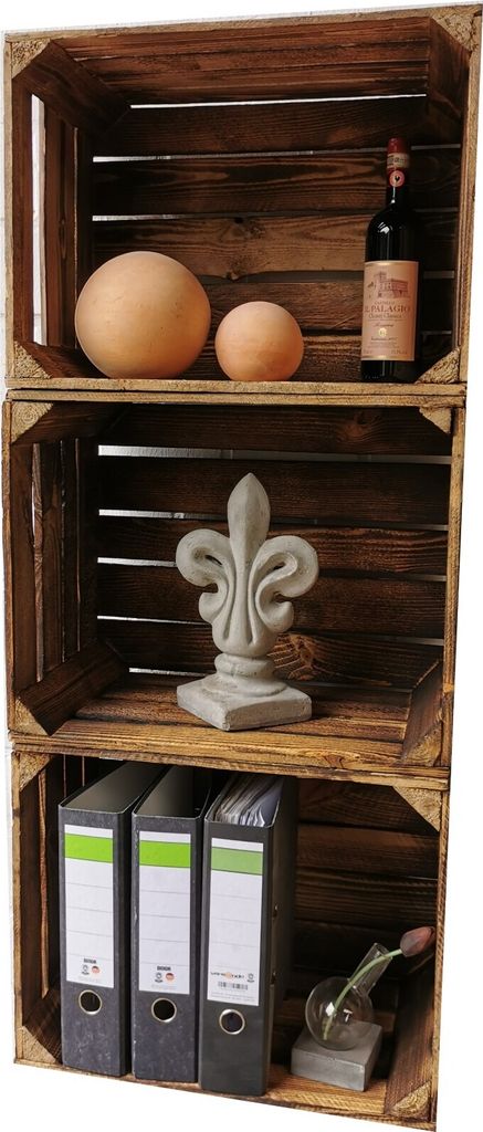 Holzkisten 4er Set 50 x 40 x 30cm Vintage Geflammt Produktbild 8